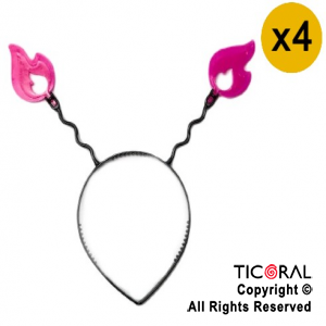 VINCHA RESORTE FLUO FUEGO FUCSIA x 4
